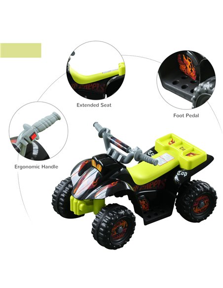 HOMCOM 6V Electric Quad Bike for Kids Ride on Car ATV for 1.5 - 3 Years Black - pic 5221 | FastDaddyshop