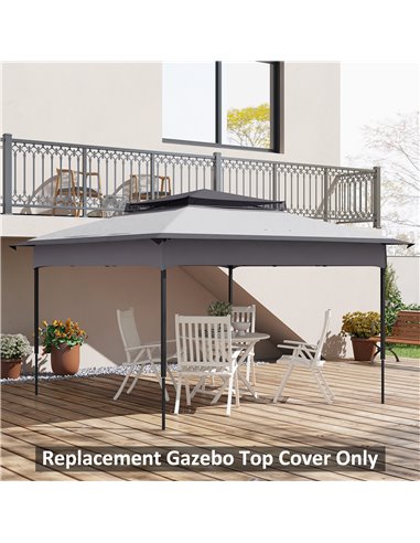 Outsunny Pop Up Gazebo Replacement Canopy, 2-Tier Roof for 3.25m x 3.25m Frame, UV30+ Protection, Grey 84C-465V00LG