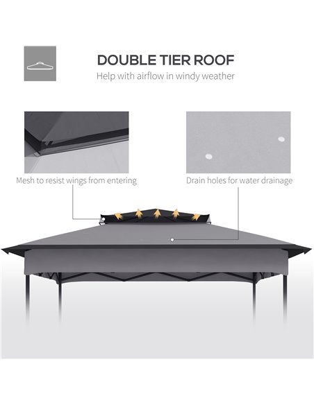Outsunny Pop Up Gazebo Replacement Canopy, 2-Tier Roof for 3.25m x 3.25m Frame, UV30+ Protection, Grey 84C-465V00LG - pic 52222 | FastDaddyshop