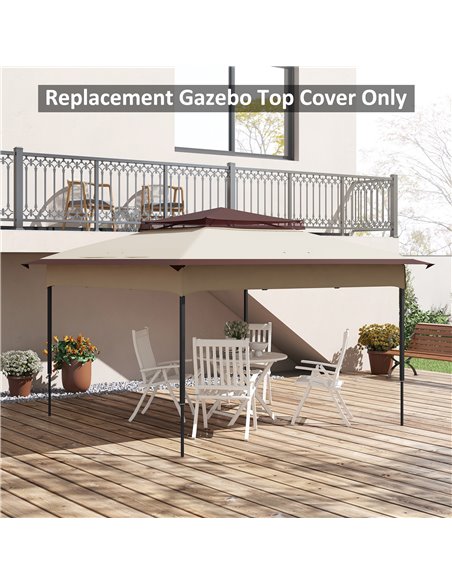 Outsunny Gazebo Replacement Cover, 2-Tier Roof for 3.25m x 3.25m Frame, UV Protection, Beige 84C-465V00BG - pic 52228 | FastDaddyshop