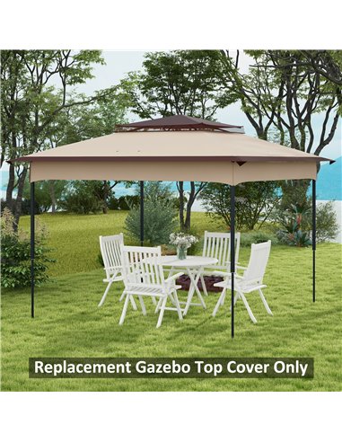 Outsunny Gazebo Replacement Cover, 2-Tier Roof for 3.25m x 3.25m Frame, UV Protection, Beige 84C-465V00BG