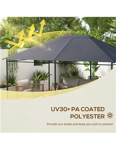 Outsunny Gazebo Canopy Replacement Cover 3 x 4m, Top Cover Only, Water-Resistant, Dark Grey 84C-487V00CG