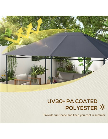 Outsunny Gazebo Canopy Replacement Cover 3 x 4m, Top Cover Only, Water-Resistant, Dark Grey 84C-487V00CG - pic 52239 | FastDaddyshop