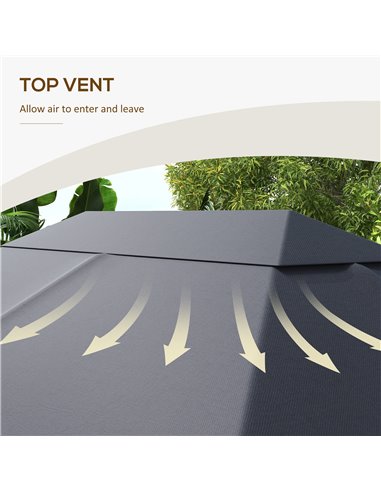 Outsunny Gazebo Canopy Replacement Cover 3 x 4m, Top Cover Only, Water-Resistant, Dark Grey 84C-487V00CG