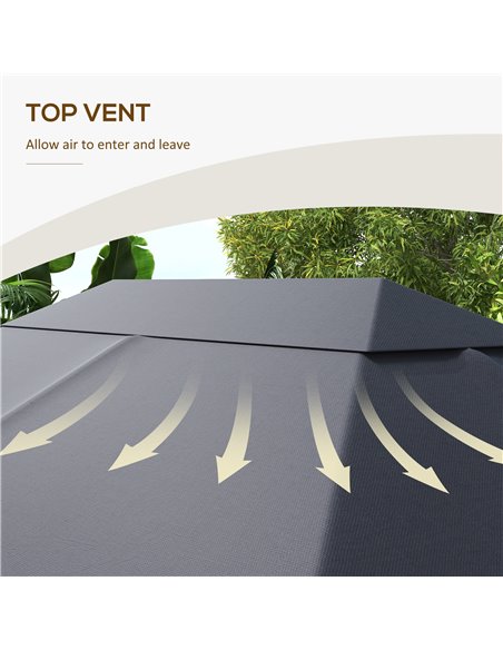 Outsunny Gazebo Canopy Replacement Cover 3 x 4m, Top Cover Only, Water-Resistant, Dark Grey 84C-487V00CG - pic 52240 | FastDaddyshop