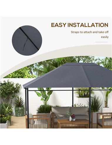 Outsunny Gazebo Canopy Replacement Cover 3 x 4m, Top Cover Only, Water-Resistant, Dark Grey 84C-487V00CG