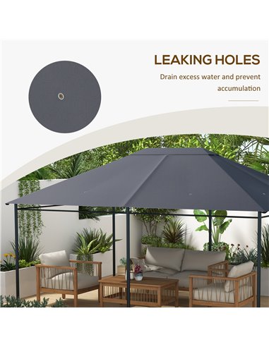 Outsunny Gazebo Canopy Replacement Cover 3 x 4m, Top Cover Only, Water-Resistant, Dark Grey 84C-487V00CG