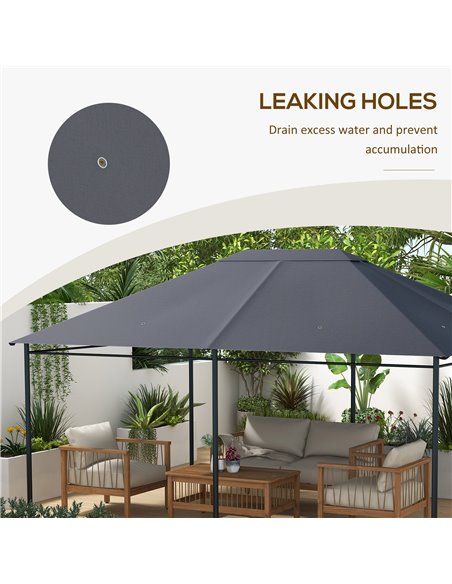 Outsunny Gazebo Canopy Replacement Cover 3 x 4m, Top Cover Only, Water-Resistant, Dark Grey 84C-487V00CG - pic 52242 | FastDaddyshop