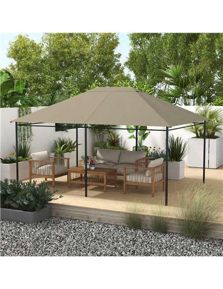 Outsunny 3 x 4m Gazebo Canopy Replacement Cover, Gazebo Roof Replacement (TOP COVER ONLY), Khaki 84C-487V00KK - pic 52246 | FastDaddyshop