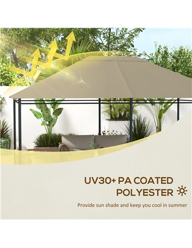 Outsunny 3 x 4m Gazebo Canopy Replacement Cover, Gazebo Roof Replacement (TOP COVER ONLY), Khaki 84C-487V00KK