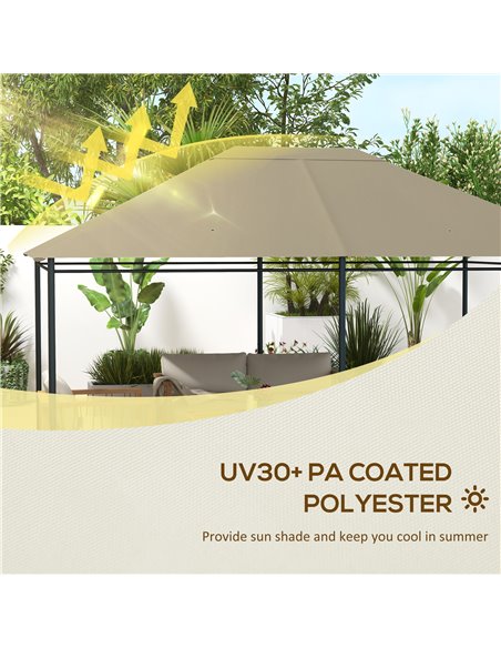 Outsunny 3 x 4m Gazebo Canopy Replacement Cover, Gazebo Roof Replacement (TOP COVER ONLY), Khaki 84C-487V00KK - pic 52248 | FastDaddyshop