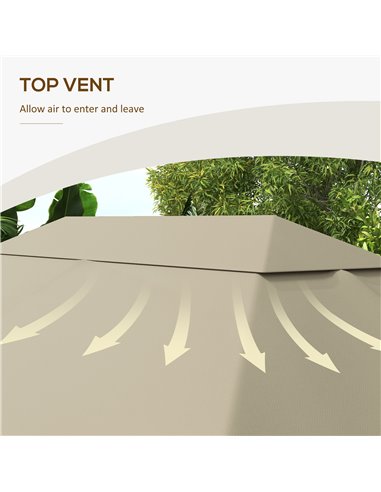 Outsunny 3 x 4m Gazebo Canopy Replacement Cover, Gazebo Roof Replacement (TOP COVER ONLY), Khaki 84C-487V00KK