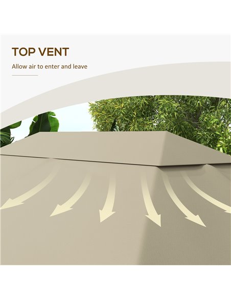 Outsunny 3 x 4m Gazebo Canopy Replacement Cover, Gazebo Roof Replacement (TOP COVER ONLY), Khaki 84C-487V00KK - pic 52249 | FastDaddyshop