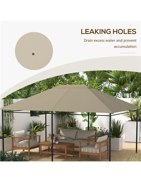 Outsunny 3 x 4m Gazebo Canopy Replacement Cover, Gazebo Roof Replacement (TOP COVER ONLY), Khaki 84C-487V00KK - pic 52251 | FastDaddyshop