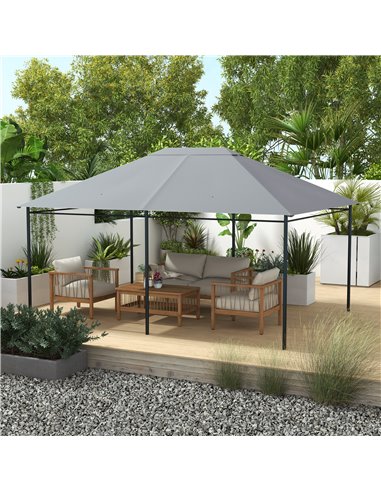 Outsunny 3 x 4m Gazebo Canopy Replacement Cover, Gazebo Roof Replacement (TOP COVER ONLY), Light Grey 84C-487V00LG