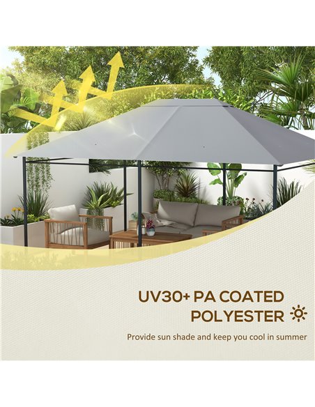 Outsunny 3 x 4m Gazebo Canopy Replacement Cover, Gazebo Roof Replacement (TOP COVER ONLY), Light Grey 84C-487V00LG - pic 52257 | FastDaddyshop