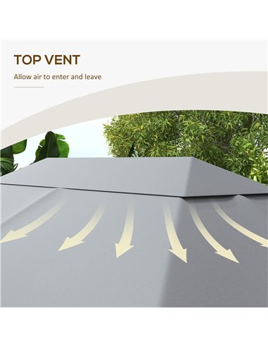 Outsunny 3 x 4m Gazebo Canopy Replacement Cover, Gazebo Roof Replacement (TOP COVER ONLY), Light Grey 84C-487V00LG