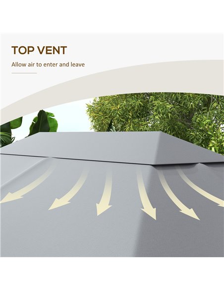 Outsunny 3 x 4m Gazebo Canopy Replacement Cover, Gazebo Roof Replacement (TOP COVER ONLY), Light Grey 84C-487V00LG - pic 52258 | FastDaddyshop