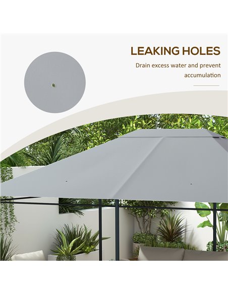 Outsunny 3 x 4m Gazebo Canopy Replacement Cover, Gazebo Roof Replacement (TOP COVER ONLY), Light Grey 84C-487V00LG - pic 52260 | FastDaddyshop