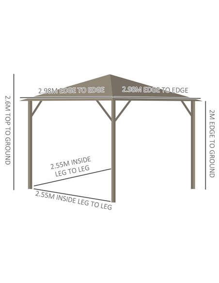 Outsunny 3 x 3 m Garden Gazebo with Netting and Curtains, Hard Top Gazebo Canopy Shelter w/ Metal Roof, Aluminium Frame, for Gar - pic 52265 | FastDaddyshop