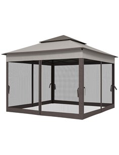 Outsunny 3 x 3(m) Pop Up Gazebo, Double-roof Garden Tent, Light Grey 84C-166V01LG