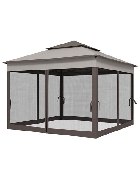 Outsunny 3 x 3(m) Pop Up Gazebo, Double-roof Garden Tent, Light Grey 84C-166V01LG - pic 52272 | FastDaddyshop