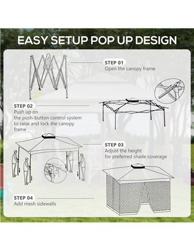 Outsunny 3 x 3(m) Pop Up Gazebo, Double-roof Garden Tent with Netting and Carry Bag, Party Event Shelter for Outdoor Patio, Ligh