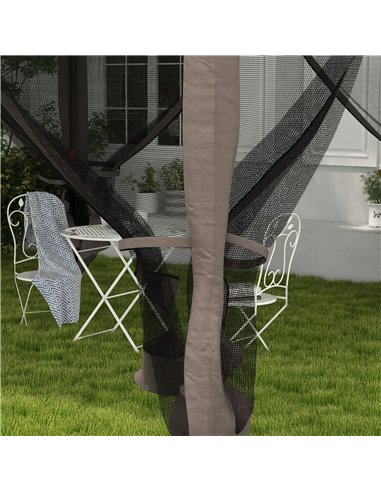 Outsunny 3 x 3(m) Pop Up Gazebo, Double-roof Garden Tent with Netting and Carry Bag, Party Event Shelter for Outdoor Patio, Ligh