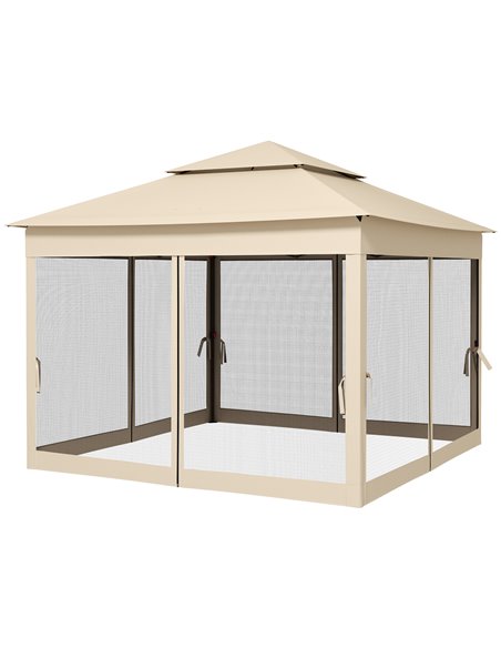 Outsunny 3 x 3(m) Pop Up Gazebo, Double-roof Garden Tent, Cream White 84C-166V01CW - pic 52281 | FastDaddyshop
