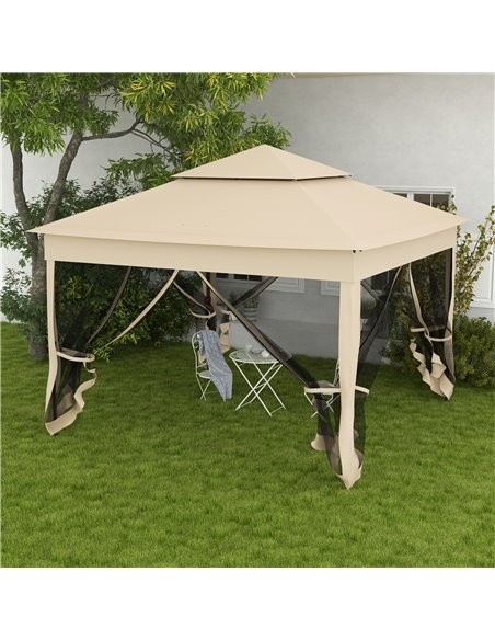 Outsunny 3 x 3(m) Pop Up Gazebo, Double-roof Garden Tent with Netting and Carry Bag, Party Event Shelter for Outdoor Patio, Crea - pic 52282 | FastDaddyshop