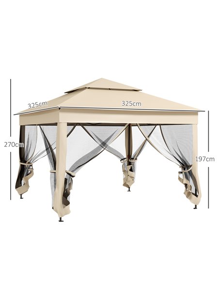 Outsunny 3 x 3(m) Pop Up Gazebo, Double-roof Garden Tent with Netting and Carry Bag, Party Event Shelter for Outdoor Patio, Crea - pic 52283 | FastDaddyshop