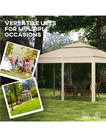Outsunny 3 x 3(m) Pop Up Gazebo, Double-roof Garden Tent with Netting and Carry Bag, Party Event Shelter for Outdoor Patio, Crea - pic 52284 | FastDaddyshop