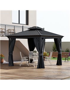 Outsunny 3 x 3.7m Outdoor Hardtop Gazebo Canopy, Dark Grey 84C-204V04CG 2
