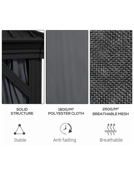Outsunny 3 x 3.7m Outdoor Hardtop Gazebo Canopy Aluminum Frame with 2-Tier Roof & Mesh Netting Sidewalls for Patio, Dark Grey 84 - pic 52303 | FastDaddyshop