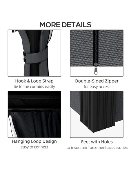 Outsunny 3 x 3.7m Outdoor Hardtop Gazebo Canopy Aluminum Frame with 2-Tier Roof & Mesh Netting Sidewalls for Patio, Dark Grey 84 - pic 52305 | FastDaddyshop