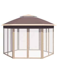 Outsunny Outdoor 3 x 4m Hexagon Pop Up Gazebo, Khaki 84C-120MX