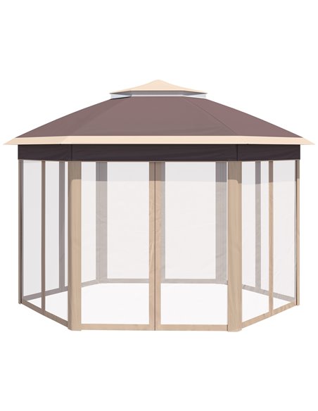 Outsunny Outdoor 3 x 4m Hexagon Pop Up Gazebo, Khaki 84C-120MX - pic 52308 | FastDaddyshop