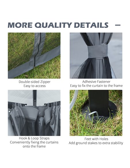 Outsunny 3 x 3.6m Garden Aluminium Gazebo Hardtop Roof Canopy Marquee Party Tent Patio with Mesh Curtains & Side Walls - Grey 84 - pic 52321 | FastDaddyshop