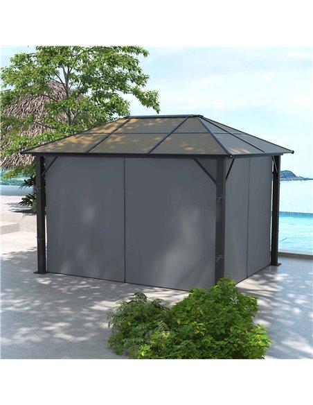 Outsunny 3 x 3.6m Garden Aluminium Gazebo Hardtop Roof Canopy Marquee Party Tent Patio with Mesh Curtains & Side Walls - Grey 84 - pic 52324 | FastDaddyshop