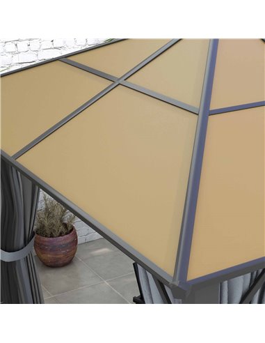 Outsunny 3 x 3.6m Garden Aluminium Gazebo Hardtop Roof Canopy Marquee Party Tent Patio with Mesh Curtains & Side Walls - Grey 84