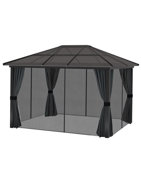 Outsunny 3 x 4m Hard Top Gazebo Garden Pavilion with Netting and Curtains, Polycarbonate Roof and Aluminium Frame 84C-049V04CG - pic 52333 | FastDaddyshop