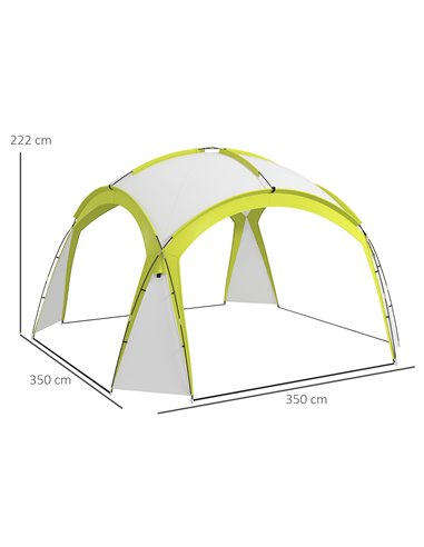 Outsunny Large Camping Gazebo 3.5x3.5M, Outdoor Dome Event Shelter, Garden Sun Shade, Patio Arc Pavilion, Green 84C-110V00GN