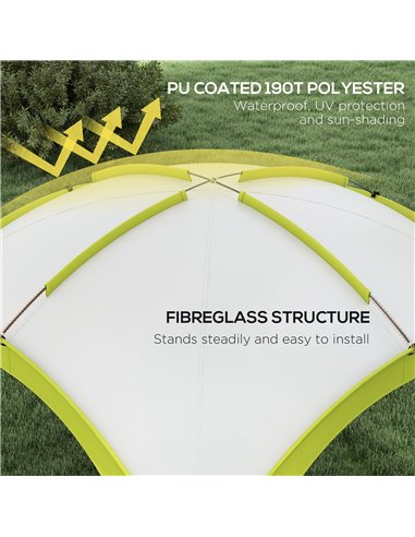 Outsunny Large Camping Gazebo 3.5x3.5M, Outdoor Dome Event Shelter, Garden Sun Shade, Patio Arc Pavilion, Green 84C-110V00GN