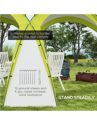 Outsunny Large Camping Gazebo 3.5x3.5M, Outdoor Dome Event Shelter, Garden Sun Shade, Patio Arc Pavilion, Green 84C-110V00GN