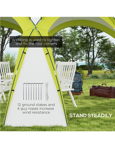 Outsunny Large Camping Gazebo 3.5x3.5M, Outdoor Dome Event Shelter, Garden Sun Shade, Patio Arc Pavilion, Green 84C-110V00GN - pic 52341 | FastDaddyshop