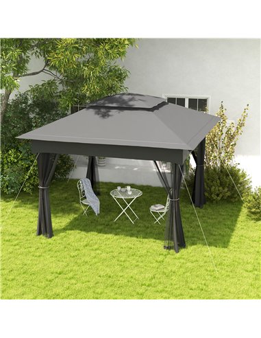 Outsunny 3 x 3(m) Pop Up Gazebo, Double-roof Garden Tent, Dark Grey 84C-166V01CG