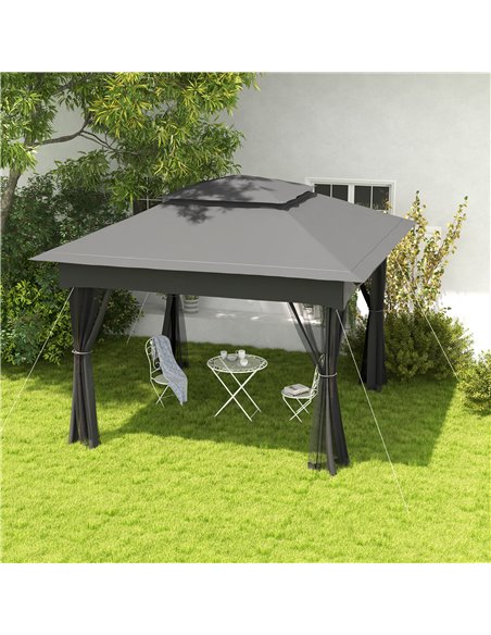 Outsunny 3 x 3(m) Pop Up Gazebo, Double-roof Garden Tent, Dark Grey 84C-166V01CG - pic 52354 | FastDaddyshop