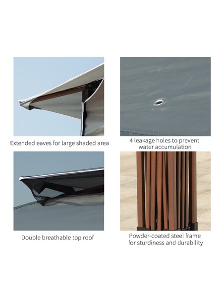 Outsunny 3 x 3(m) Pop Up Gazebo, Double-roof Garden Tent with Netting and Carry Bag, Party Event Shelter for Outdoor Patio, Dark - pic 52357 | FastDaddyshop