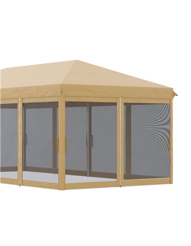 Outsunny 6 x 3(m) Pop Up Gazebo, Outdoor Canopy Shelter, Marquee Party Wedding Tent with 6 Mesh Walls and Carry Bag, Beige 840-0