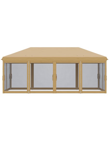 Outsunny 6 x 3(m) Pop Up Gazebo, Outdoor Canopy Shelter, Marquee Party Wedding Tent with 6 Mesh Walls and Carry Bag, Beige 840-0 - pic 52370 | FastDaddyshop